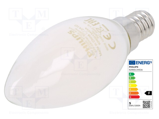 LED lamp; warm white; E14; 230VAC; 470lm; 4.3W; 2700K; CRImin: 80