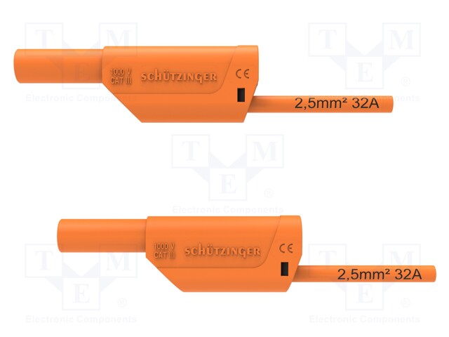 Test lead; 32A; banana plug 4mm,both sides; Urated: 1kV; Len: 1.5m