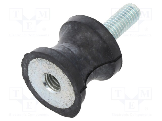 Vibration damper; M6; Ø: 20mm; rubber; L: 19mm; Thread len: 18mm