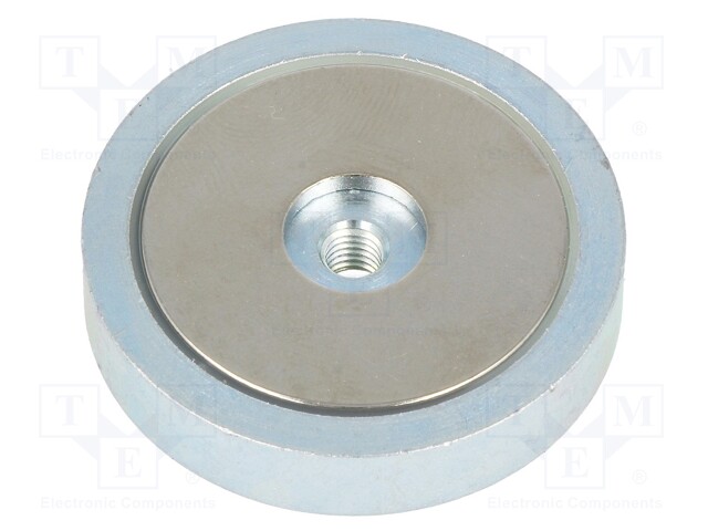 Magnet: permanent; neodymium; H: 8mm; 500N; Ø: 40mm; Thread len: 6mm