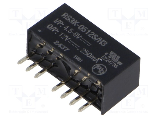 Converter: DC/DC; 3W; Uin: 4.5÷9V; Uout: 12VDC; Iout: 250mA; SIP8