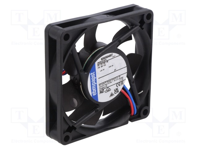 Fan: DC; axial; 70x70x15mm; 44m3/h; 38dBA; slide bearing; 5300rpm