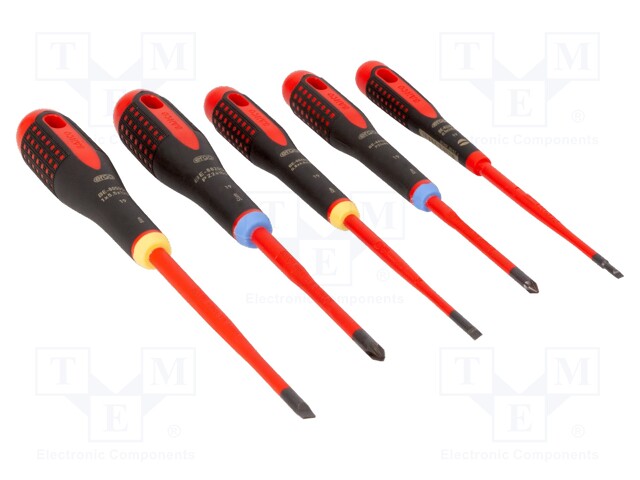 Kit: screwdrivers; insulated; Pozidriv®,slot; ERGO®; 5pcs.