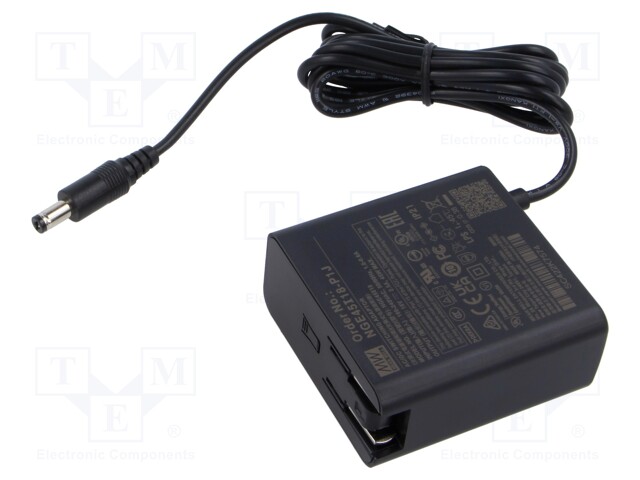 Power supply: switched-mode; plug; 18VDC; 2.5A; 45W; Out: 5,5/2,1