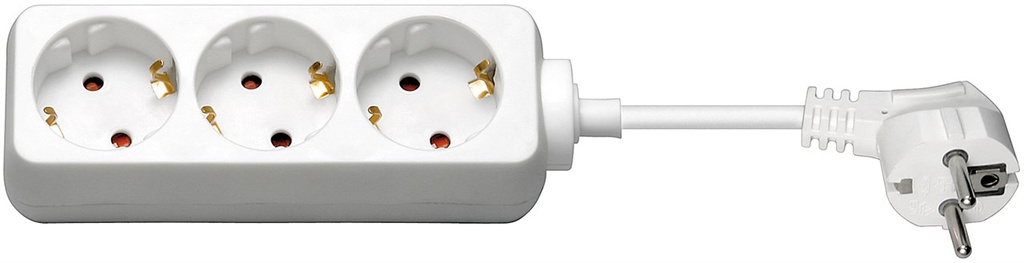 Extension lead; Schuko; Sockets: 3; PVC; white; 3x1,5mm2; 3m; 16A