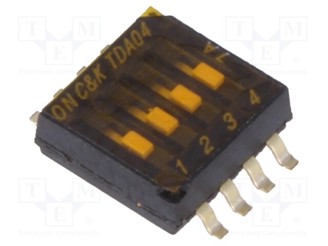 Switch: DIP-SWITCH; Poles number: 4; OFF-ON; 0.025A/24VDC; Pos: 2