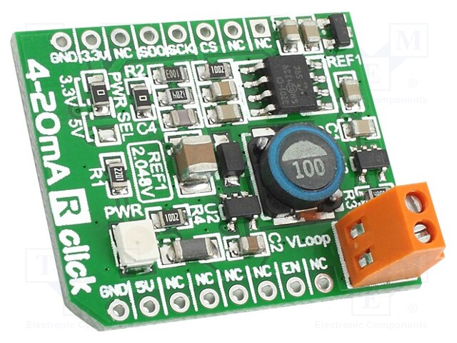 Click board; converter; SPI; INA196,MCP3201,TPS61041; 3.3/5VDC