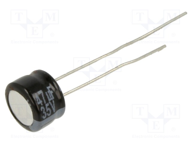 Electrolytic Capacitor, 47 µF, 35 V, KS Series, ± 20%, Radial Leaded, 1000 hours @ 85°C