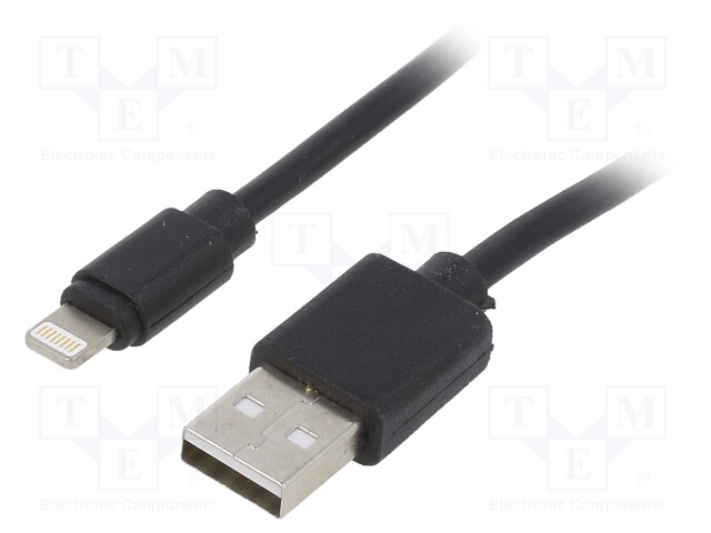 Cable; USB 2.0; Apple Lightning plug,USB A plug; 3m; black