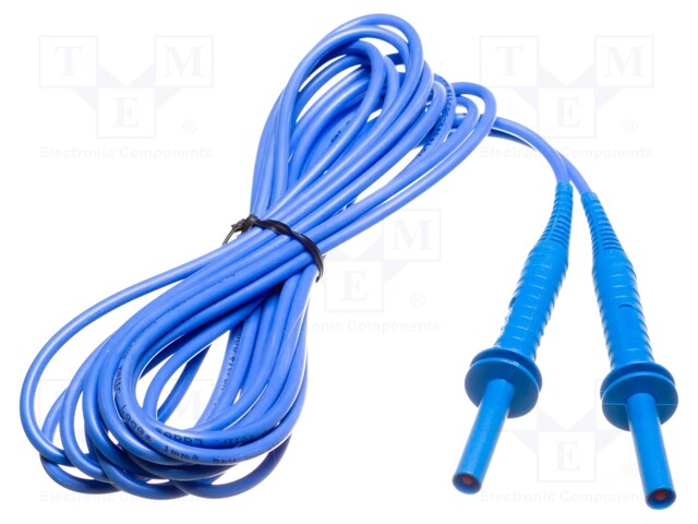 Test lead; banana plug-banana plug; insulated; Urated: 5kV; blue