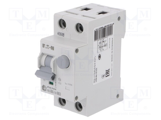 RCBO breaker; Inom: 6A; Ires: 30mA; Max surge current: 250A; 230V