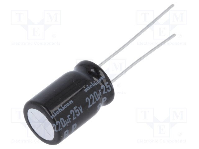 Capacitor: electrolytic; bipolar; THT; 220uF; 25VDC; Ø8x11.5mm