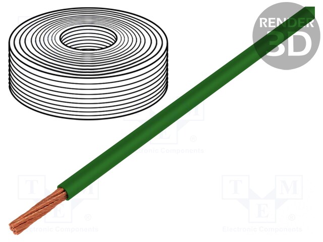 Wire; LifY; stranded; Cu; 1x0,25mm2; PVC; green; 300V; -15÷80°C