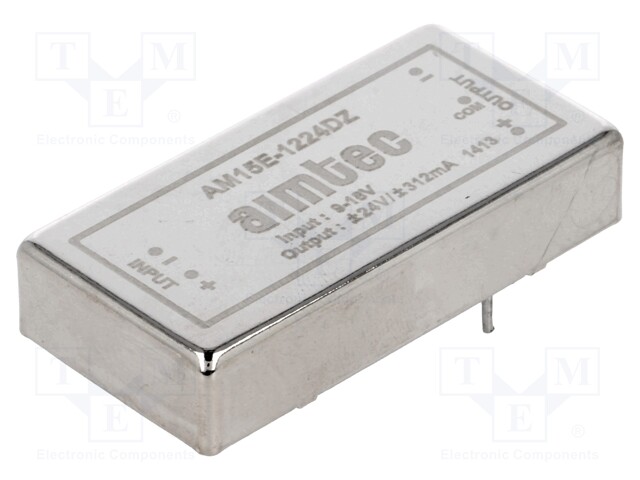 Converter: DC/DC; 15W; Uin: 9÷18V; Uout: 24VDC; Uout2: -24VDC; 2"x1"