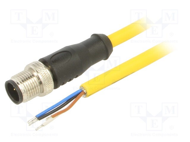 Connection lead; M12; PIN: 4; straight; 10m; plug; 250VAC; 4A; PVC