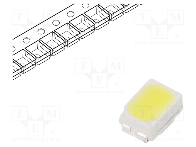 LED; SMD; 3020,PLCC2; white cold; 9÷15lm; 5700-7000K; 80; 120°; 30mA