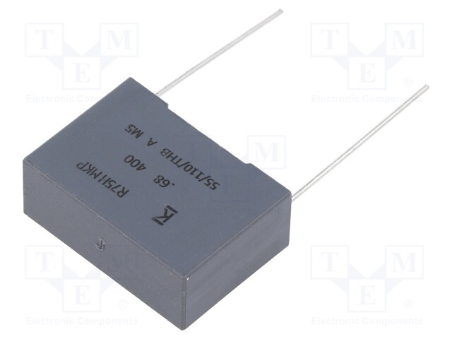 DC Film Capacitor, 0.68 µF, 400 V, Metallized PP, ± 5%, R75H Series, Radial Box