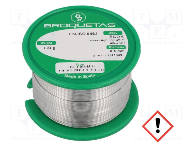 Soldering wire; Sn99Ag0,3Cu0,7; 0.5mm; 0.1kg; lead free