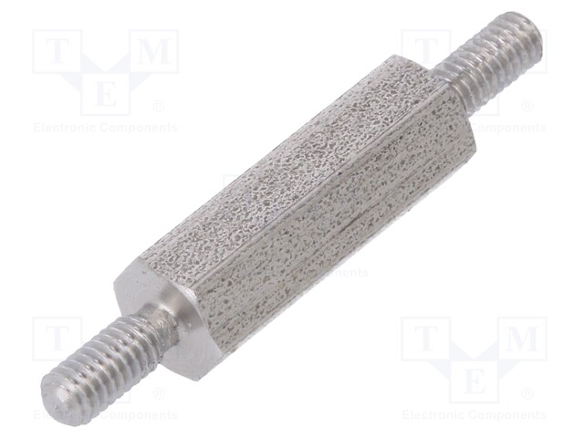 Screwed spacer sleeve; 15mm; Ext.thread: M2,5; hexagonal