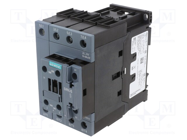 Contactor: 4-pole; NO x4; Auxiliary contacts: NO + NC; 24VDC; 38A