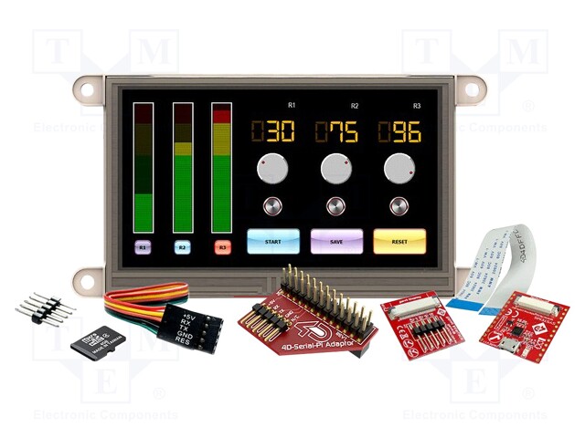 Dev.kit: with display; TFT; 4.3"; 480x272; Display: graphical; 32kB