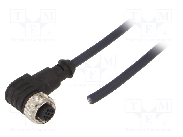 Connection lead; M12; PIN: 4; angled; 3m; plug; 250VAC; 4A; -35÷105°C