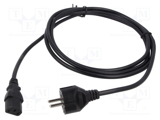 Cable; CEE 7/7 (E/F) plug,IEC C13 female; PVC; 2.5m; black; 10A