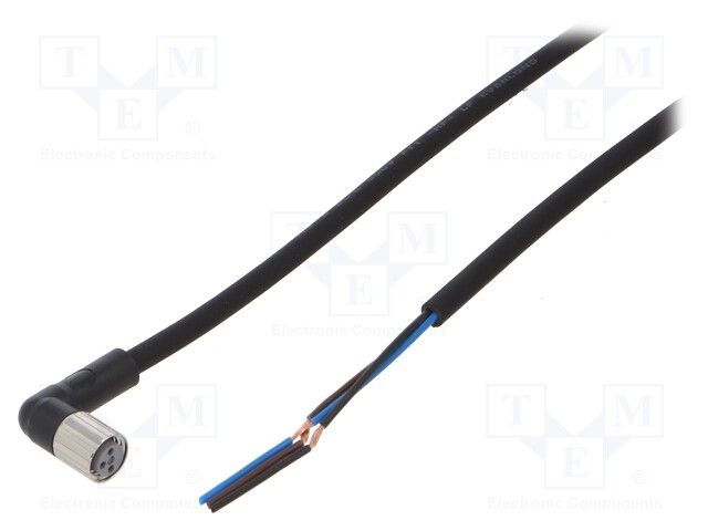 Connection lead; M8; PIN: 3; angled; Len: 5m; plug; 1A; -10÷80°C; IP67