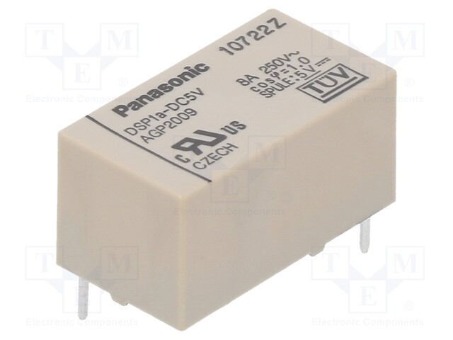 Relay: electromagnetic; SPST-NO; Ucoil: 5VDC; 8A/250VAC; miniature