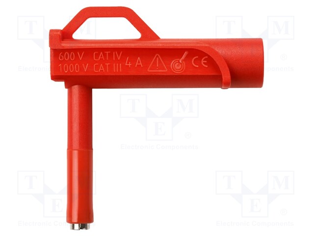 Test probe; 4A; red; Tip diameter: 6.6mm; Plating: nickel plated