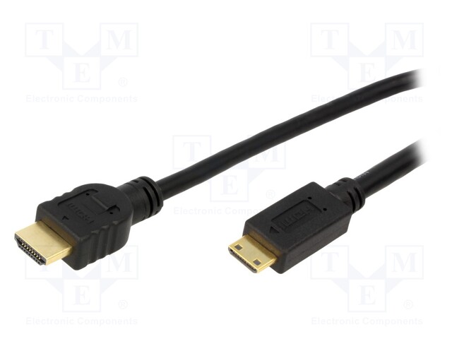 Cable; HDMI 1.4; HDMI mini plug,HDMI plug; 2m; black