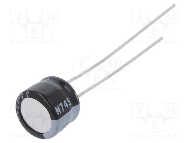 Capacitor: electrolytic; THT; 33uF; 25VDC; Ø6.3x5mm; Pitch: 2.5mm