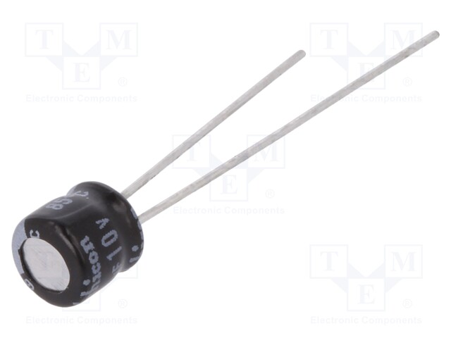 Capacitor: electrolytic; THT; 33uF; 10VDC; Ø5x5mm; Pitch: 2mm; ±20%