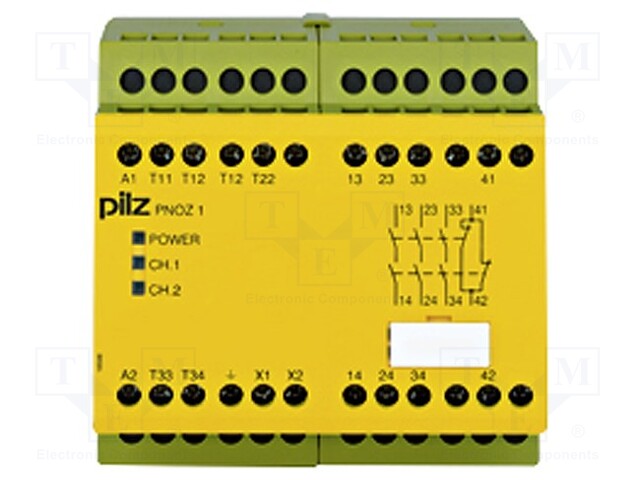 Module: safety relay; Series: PNOZ 1; OUT: 4; Mounting: DIN; 24VAC