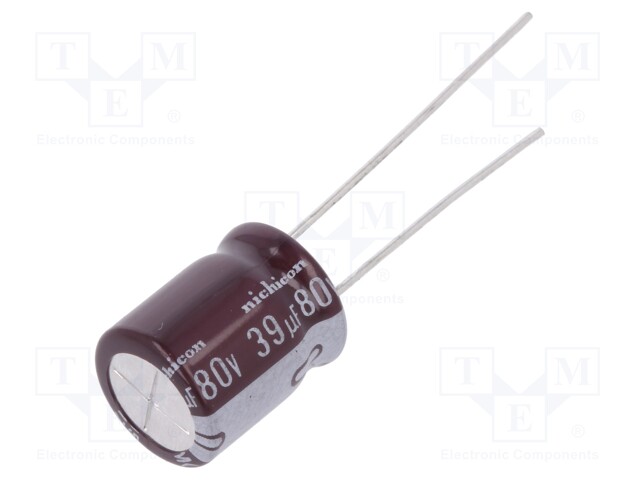 Capacitor: electrolytic; low impedance; THT; 39uF; 80VDC; ±20%