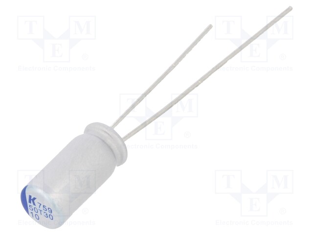 Polymer Aluminium Electrolytic Capacitor, 10 µF, 50 V, Radial Leaded, A759 Series, 0.105 ohm
