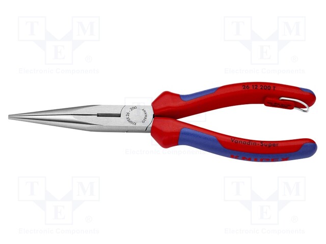 Pliers; cutting,half-rounded nose,universal,elongated; 200mm