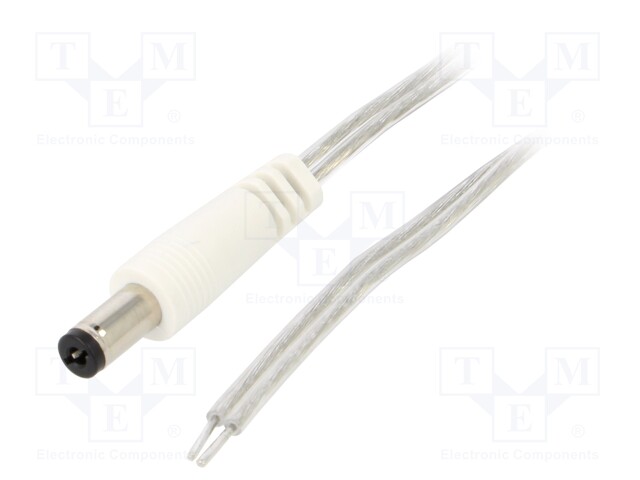 Cable; wires,DC 5,5/2,1 plug; straight; 0.5mm2; transparent; 2m