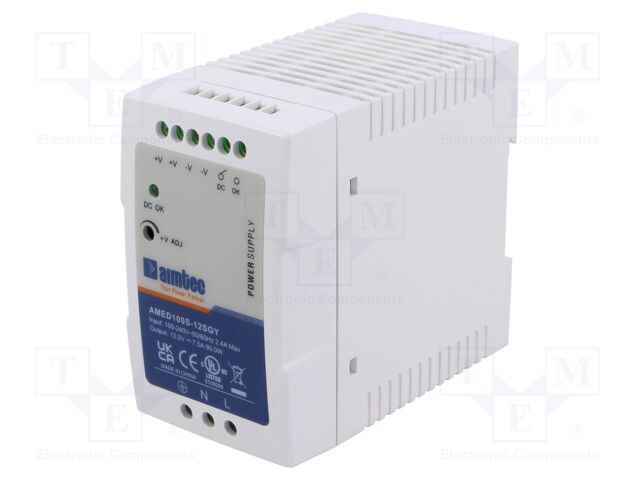 Power supply: switched-mode; for DIN rail; 90W; 12VDC; 7.5A; 3kV