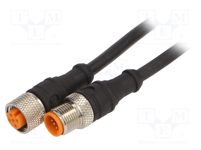 Connection lead; M12; PIN: 5; 5m; plug; 60VAC; 4A; -25÷80°C; IP67