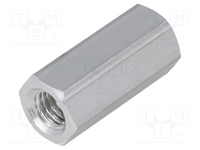 Screwed spacer sleeve; Int.thread: M5; 18mm; hexagonal; aluminium