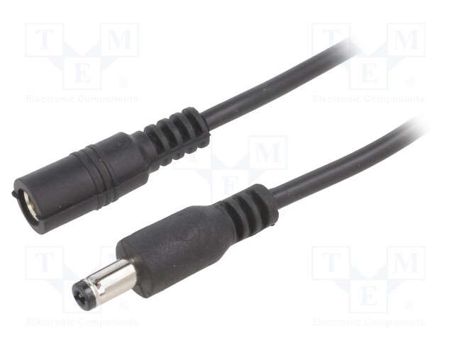 Cable; DC 5,5/2,5 plug,DC 5,5/2,5 socket; straight; 0.5mm2; 2m