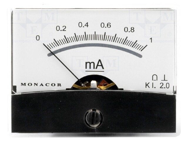 Ammeter; analogue; on panel; I DC: 0÷1mA; Class: 2; Int.resist: 200Ω