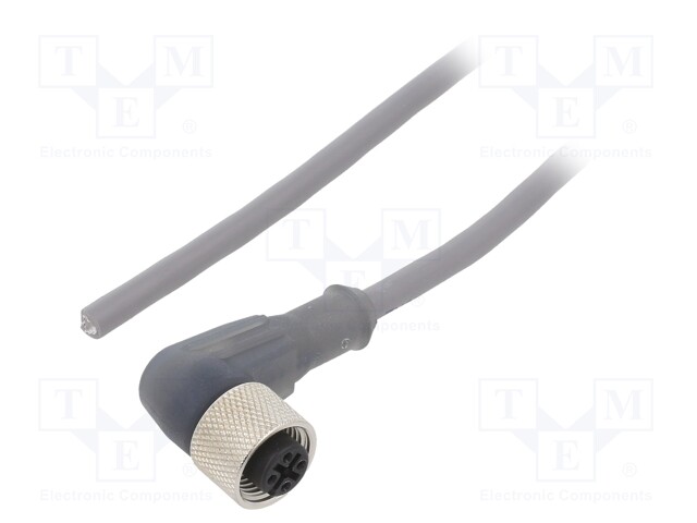 Connection lead; M12; PIN: 4; angled; 5m; plug; 250VAC; 2.5A; IP67