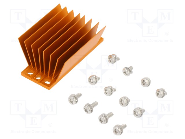 Heatsink: extruded; grilled; golden; L: 58mm; W: 23mm; H: 22.9mm