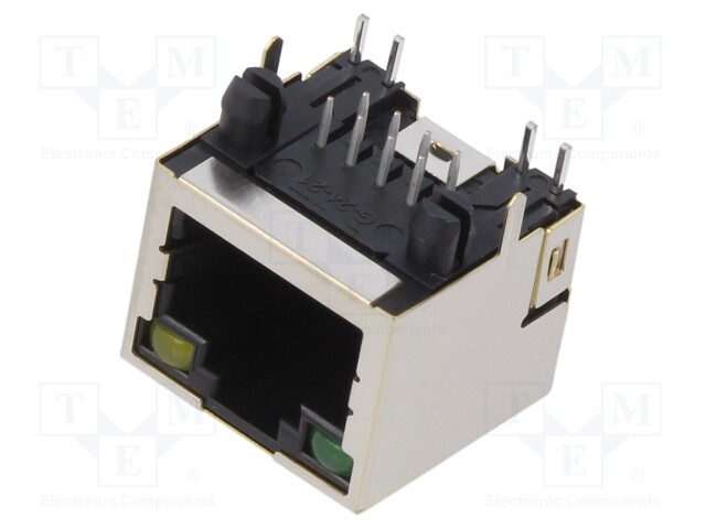 Socket; RJ45; PIN: 8; shielded,with LED; Layout: 8p8c; THT