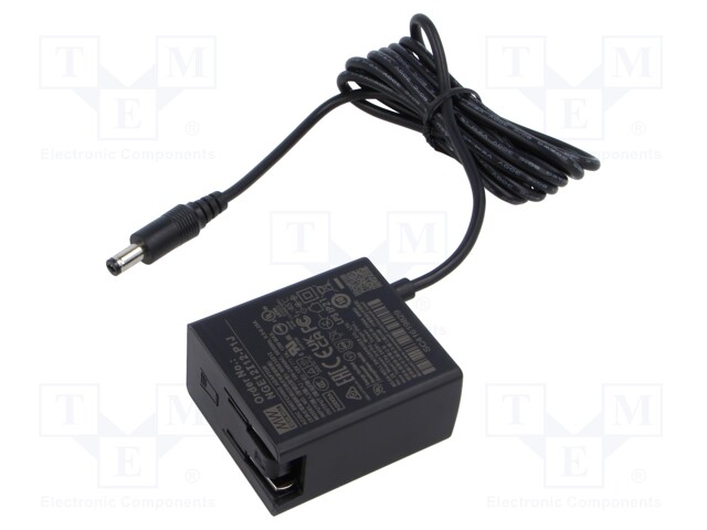 Power supply: switched-mode; plug; 12VDC; 1A; 12W; Out: 5,5/2,1