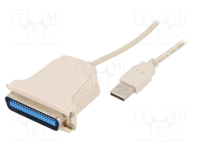 Adapter; USB 2.0; Centronics 36pin plug,USB A plug; 1.8m; white