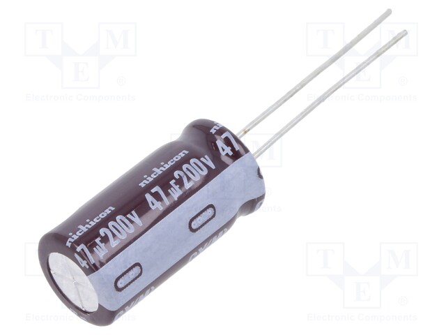 Capacitor: electrolytic; THT; 47uF; 200V; ±20%; 12000h; -40÷105°C