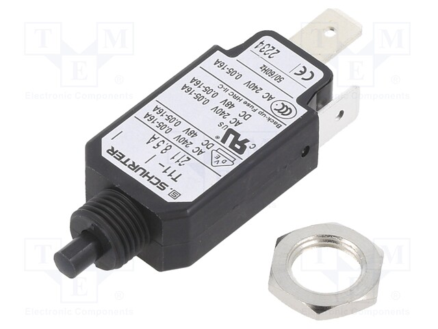 Circuit breaker; Urated: 240VAC; 48VDC; 8.5A; SPST; Poles: 1; screw